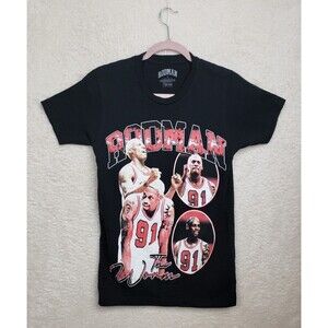 Dennis Rodman Men Shirt Small Black Graphic Print 100% Cotton Short Sleeve Tee